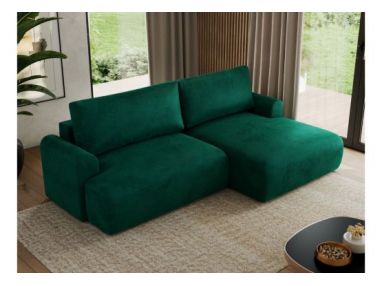 Narożnik TONO L - strona prawa - ciemnozielony, welvet