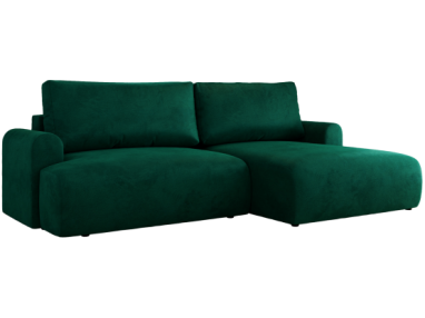 Narożnik TONO L - strona prawa - ciemnozielony, welvet