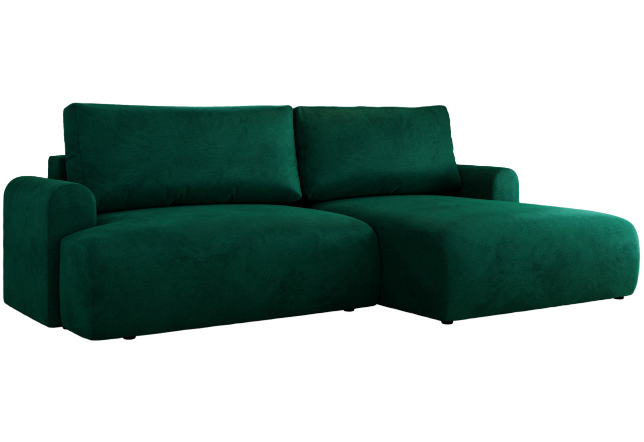 Narożnik TONO L - strona prawa - ciemnozielony, welvet