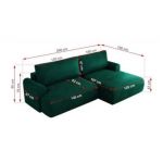 Narożnik TONO L - strona prawa - ciemnozielony, welvet