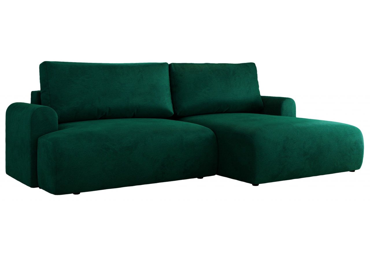 Narożnik TONO L - strona prawa - ciemnozielony, welvet