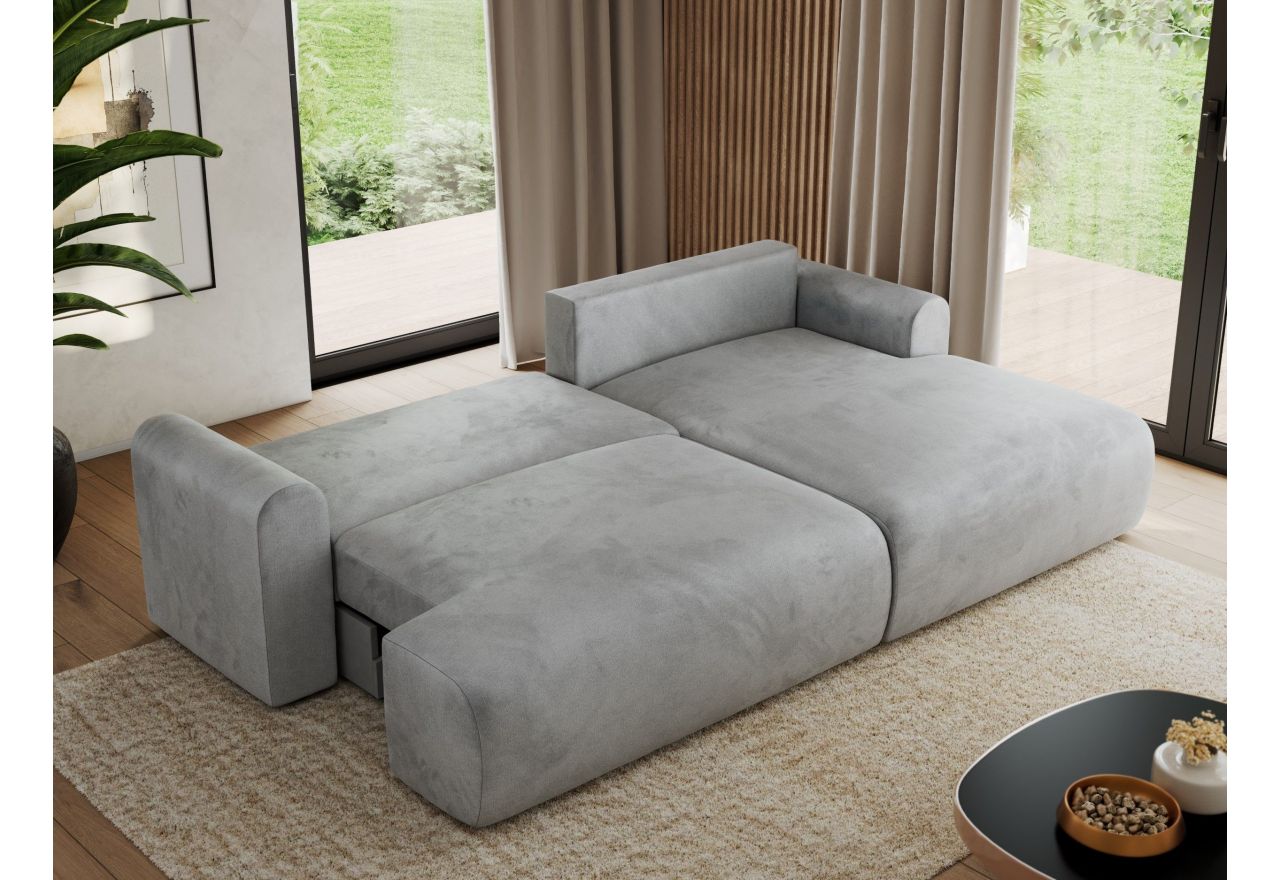 Narożnik TONO L - strona prawa - jasnoszary, welvet