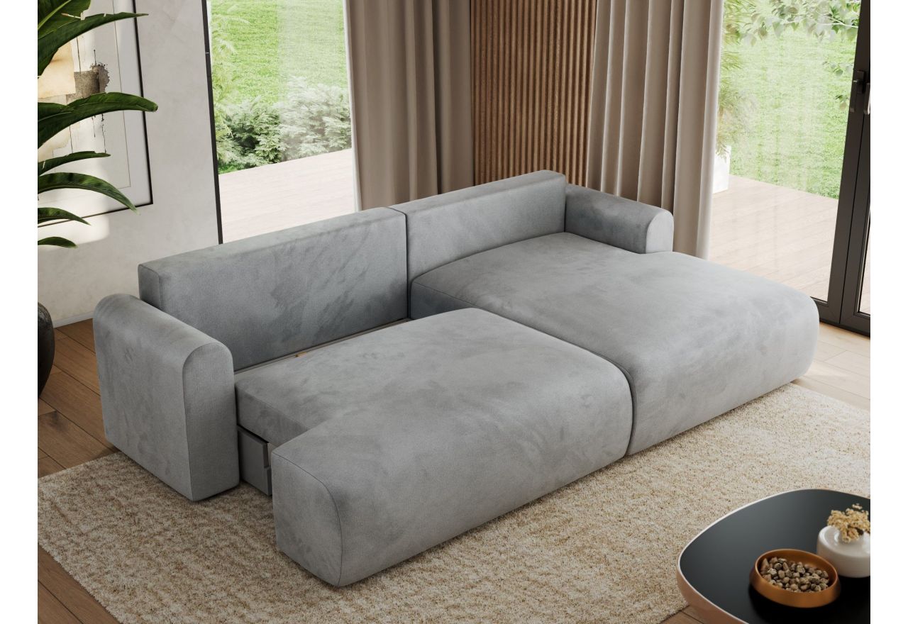 Narożnik TONO L - strona prawa - jasnoszary, welvet