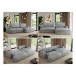 Narożnik TONO L - strona prawa - jasnoszary, welvet