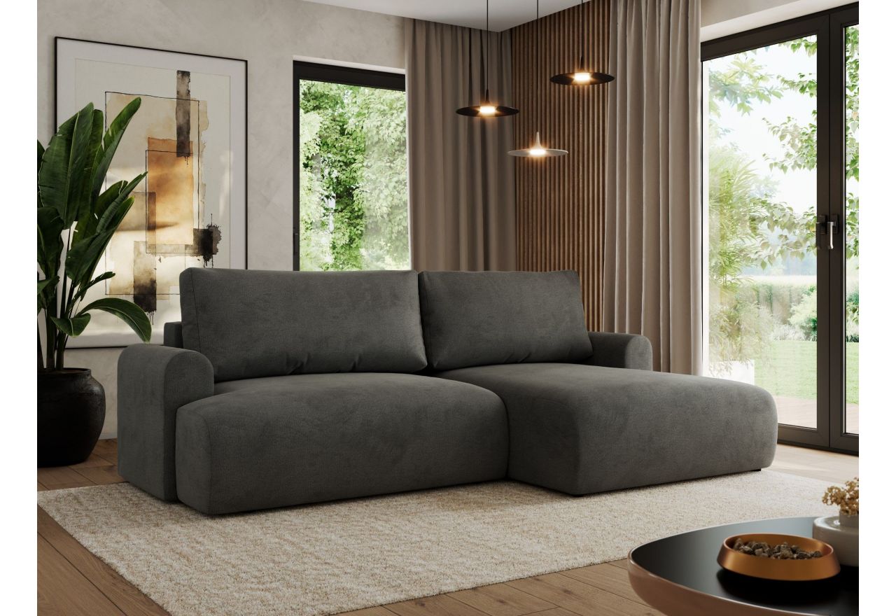 Narożnik TONO L - strona prawa - ciemnoszary, welvet