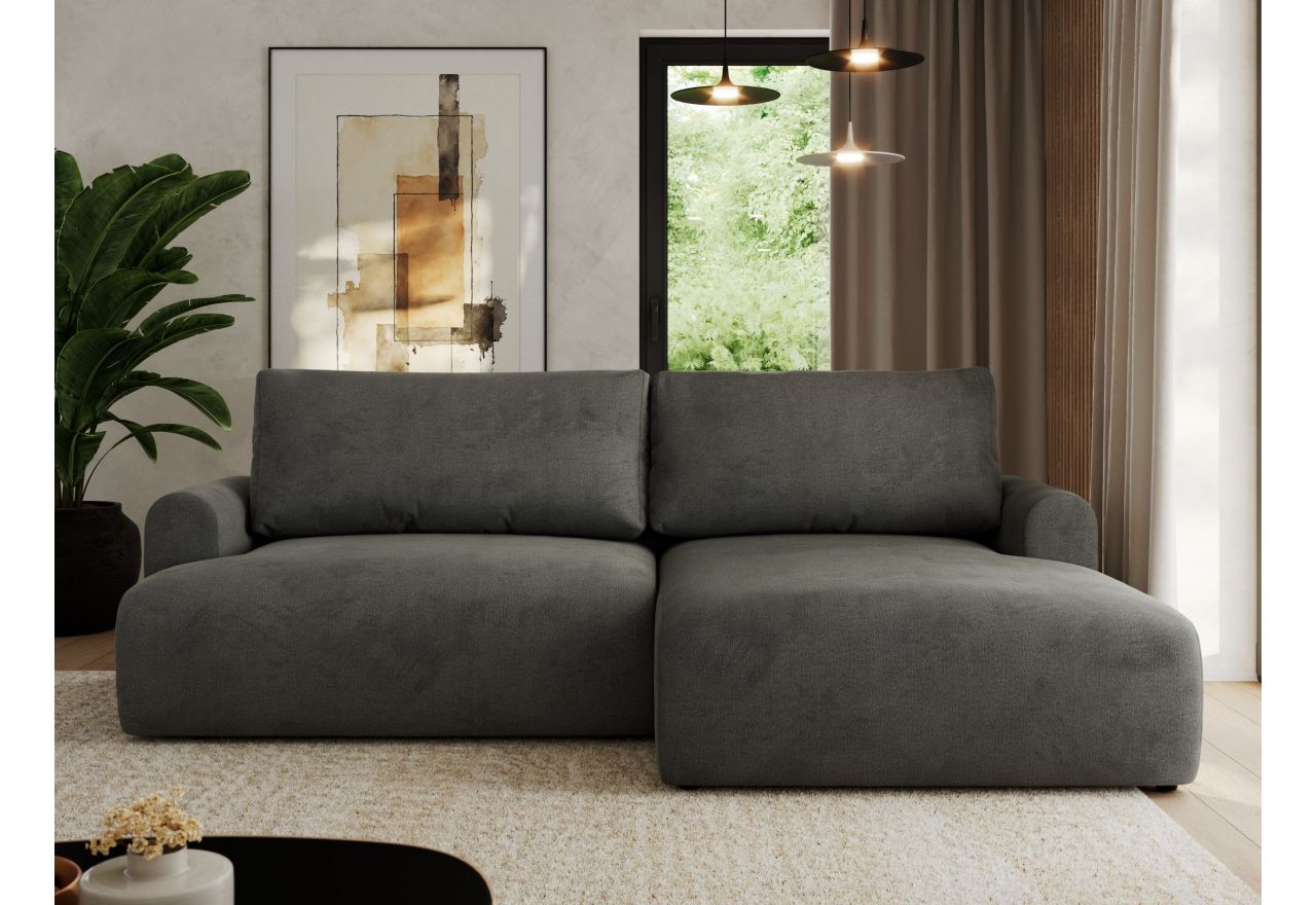 Narożnik TONO L - strona prawa - ciemnoszary, welvet