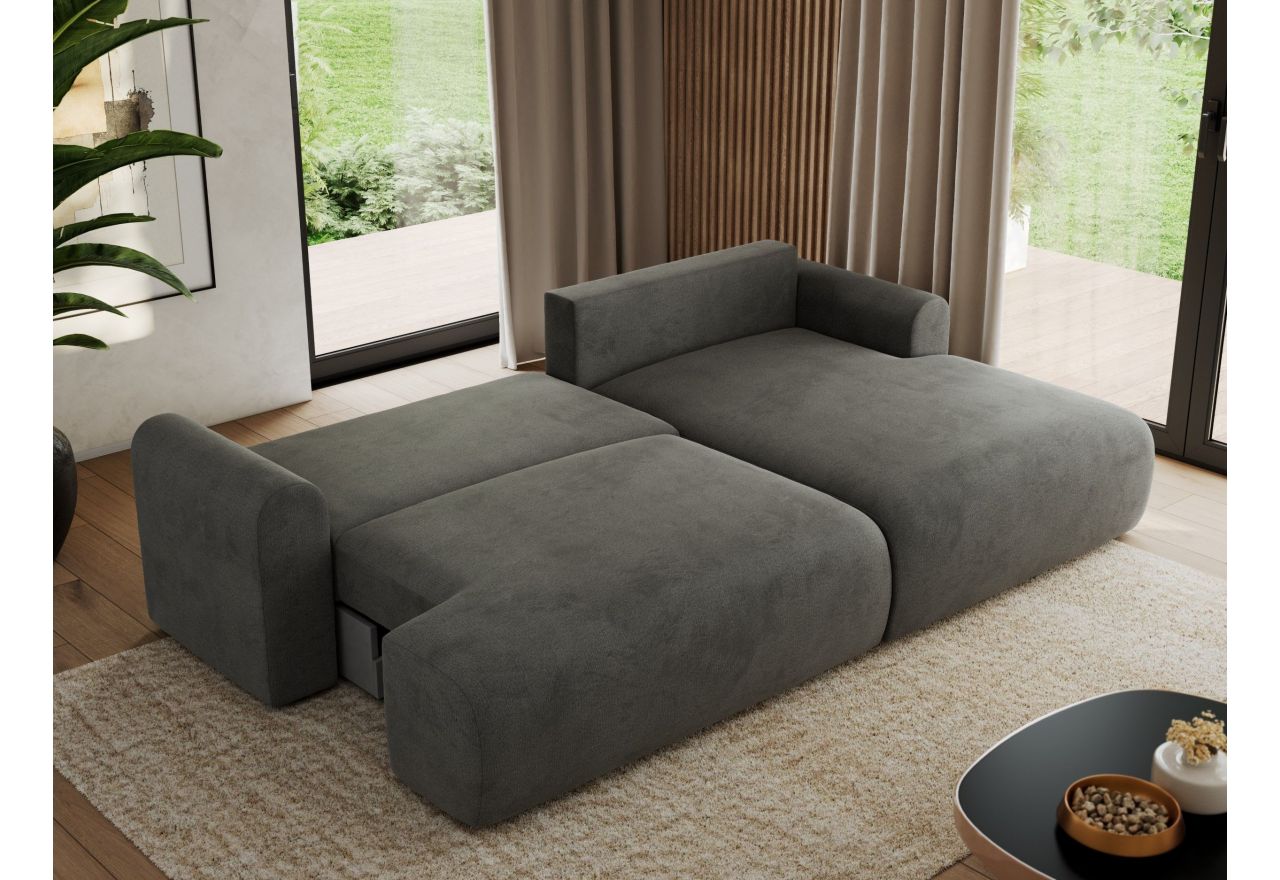 Narożnik TONO L - strona prawa - ciemnoszary, welvet