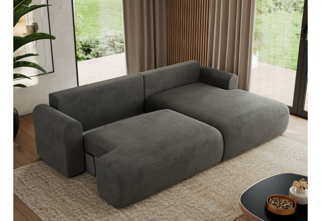 Narożnik TONO L - strona prawa - ciemnoszary, welvet