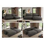 Narożnik TONO L - strona prawa - ciemnoszary, welvet