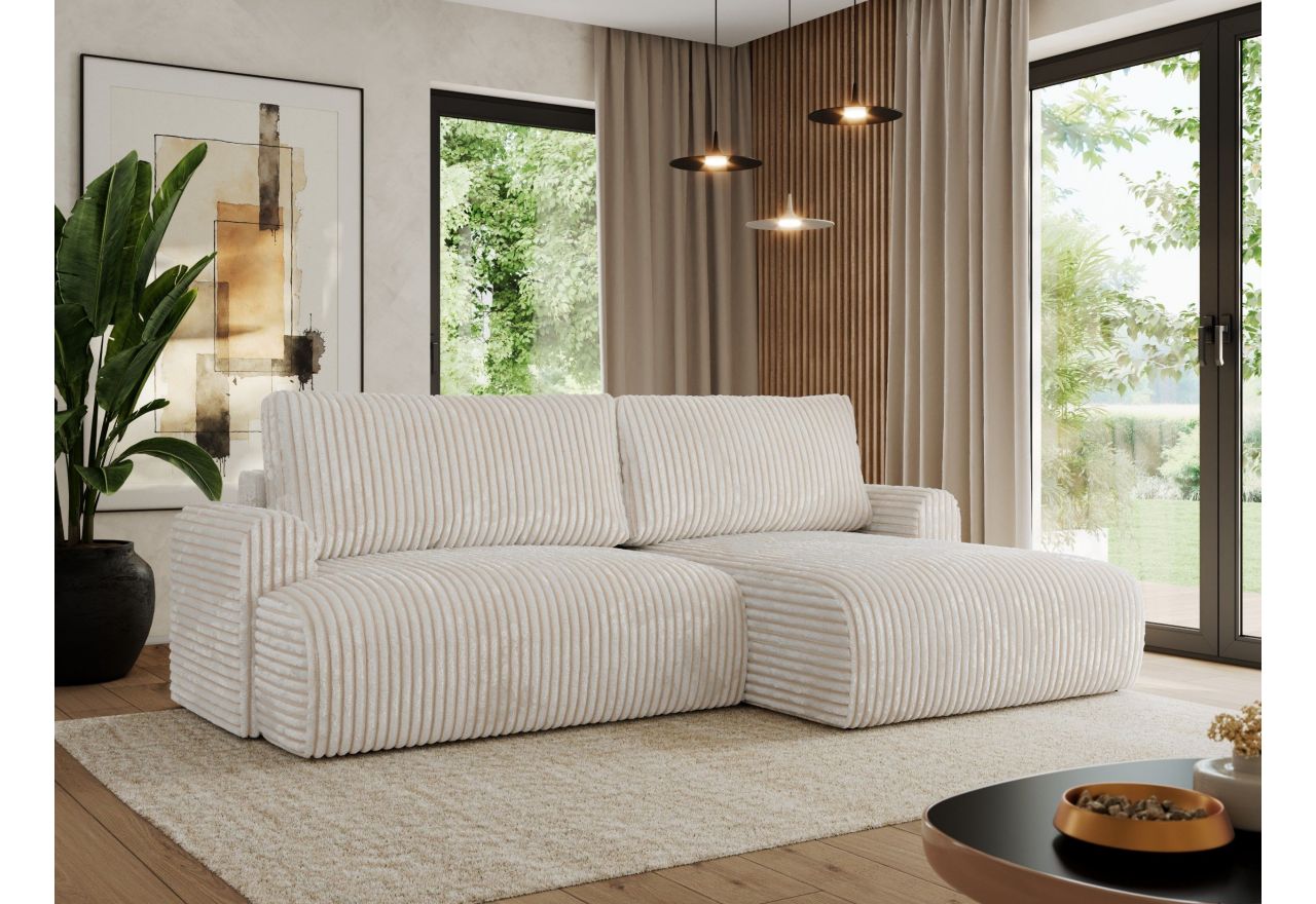 Narożnik TONO L - strona prawa - beżowy, sztruks