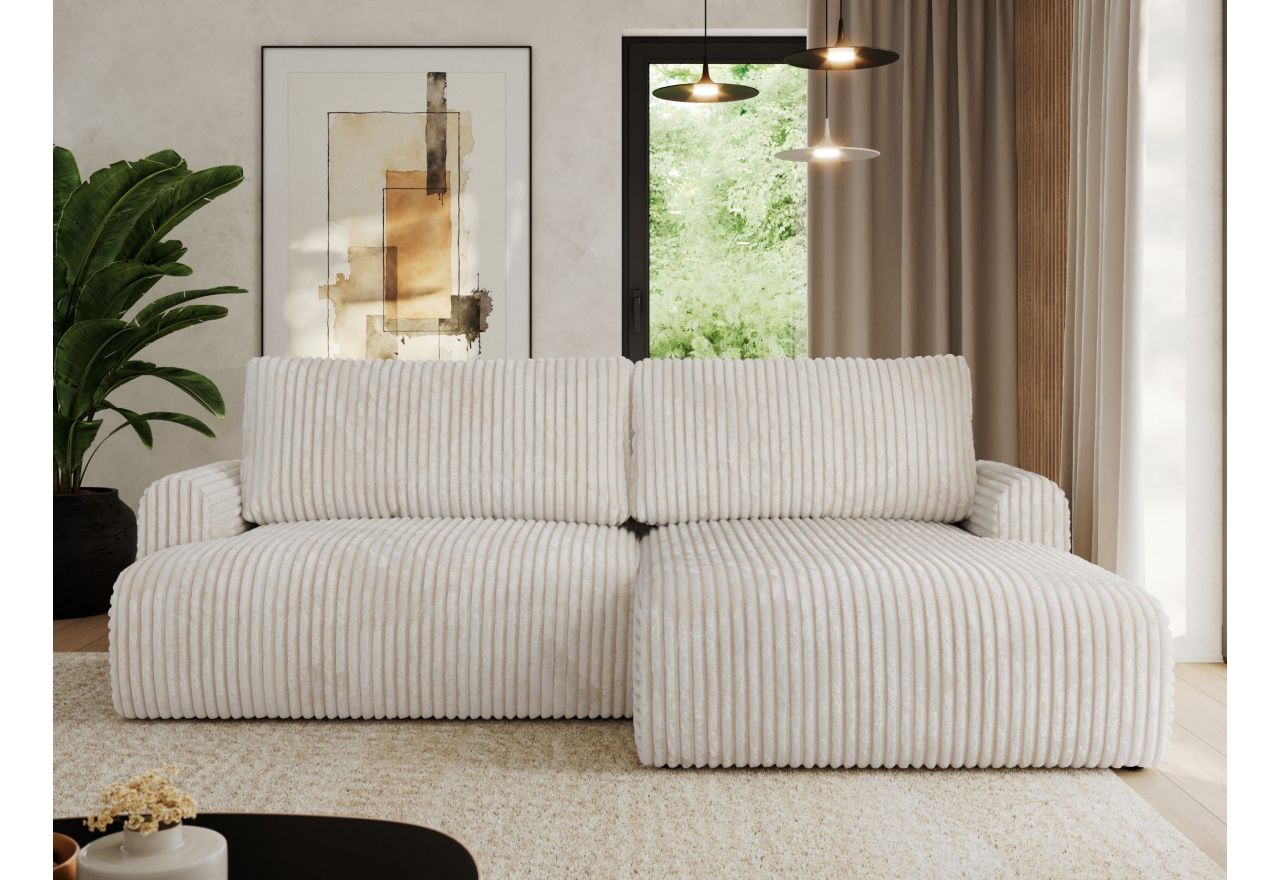 Narożnik TONO L - strona prawa - beżowy, sztruks