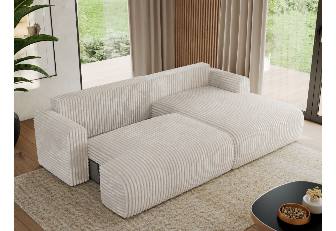 Narożnik TONO L - strona prawa - beżowy, sztruks