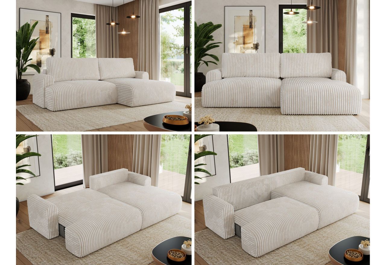 Narożnik TONO L - strona prawa - beżowy, sztruks