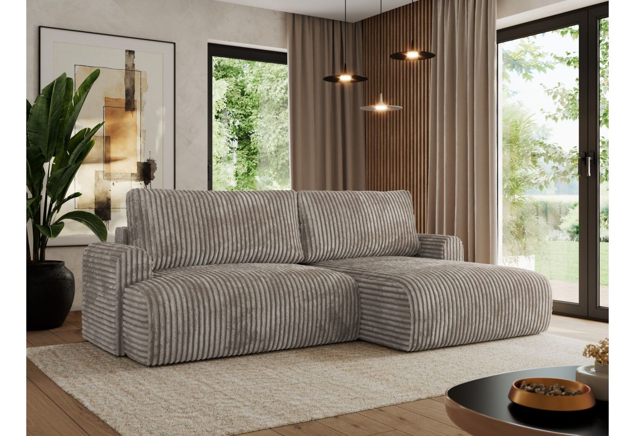 Narożnik TONO L - strona prawa - jasnobrązowy, sztruks