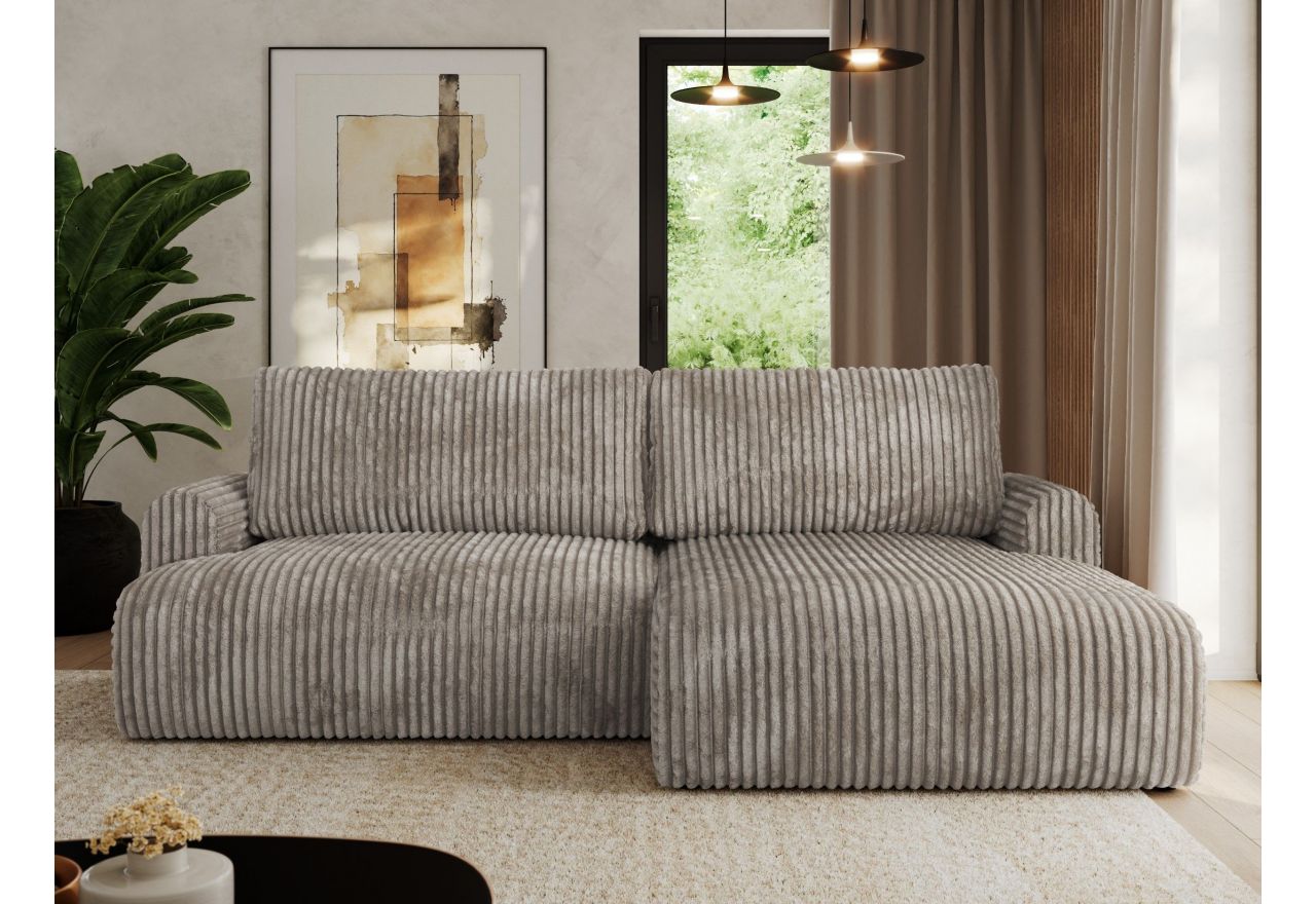 Narożnik TONO L - strona prawa - jasnobrązowy, sztruks