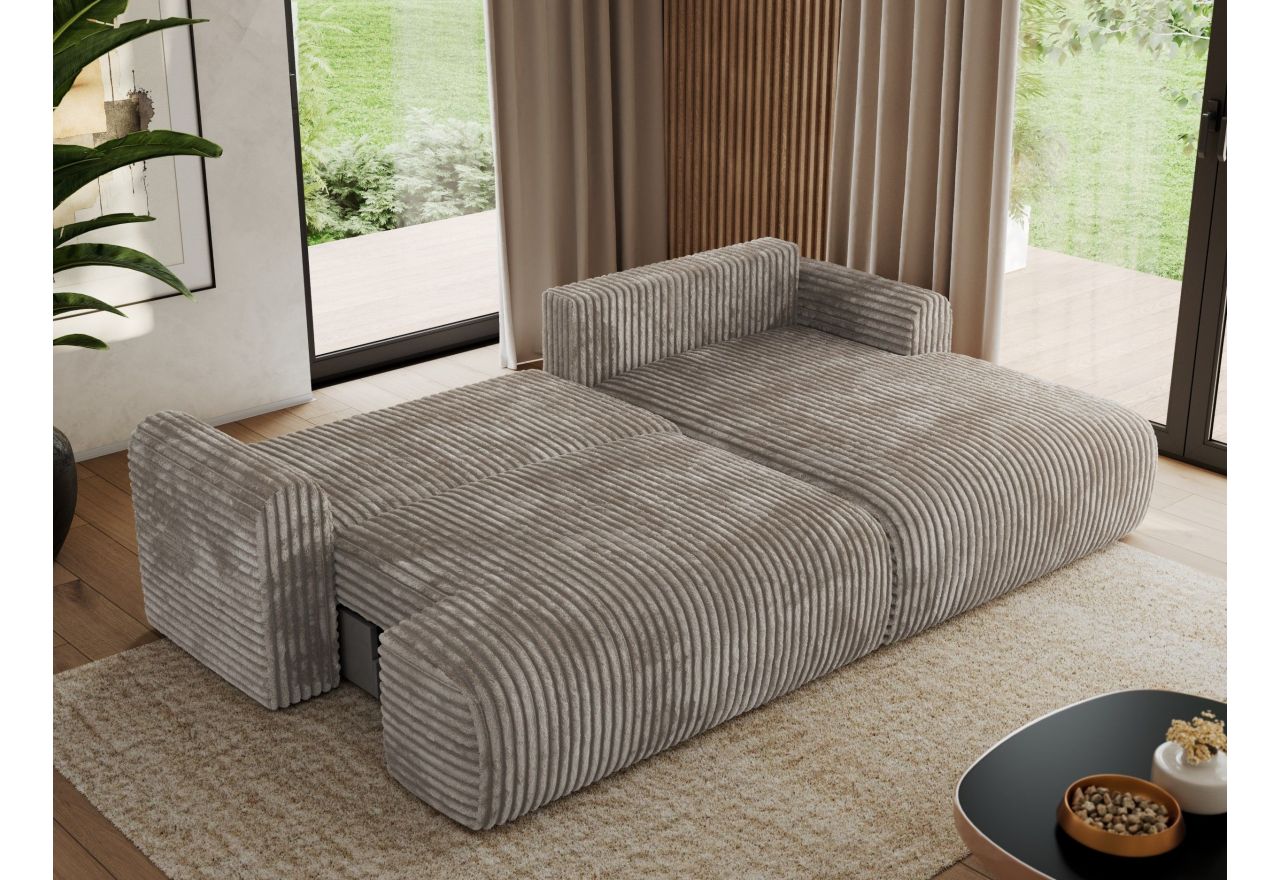 Narożnik TONO L - strona prawa - jasnobrązowy, sztruks