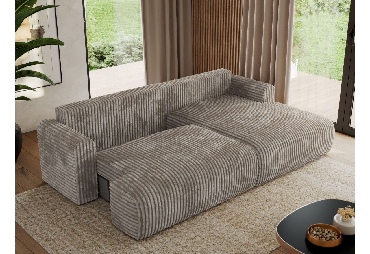 Narożnik TONO L - strona prawa - jasnobrązowy, sztruks