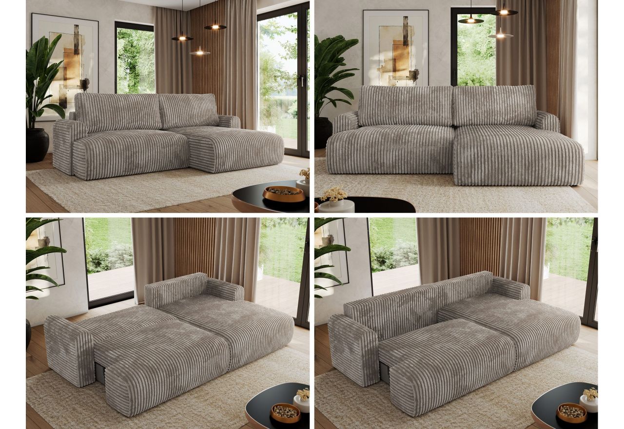 Narożnik TONO L - strona prawa - jasnobrązowy, sztruks