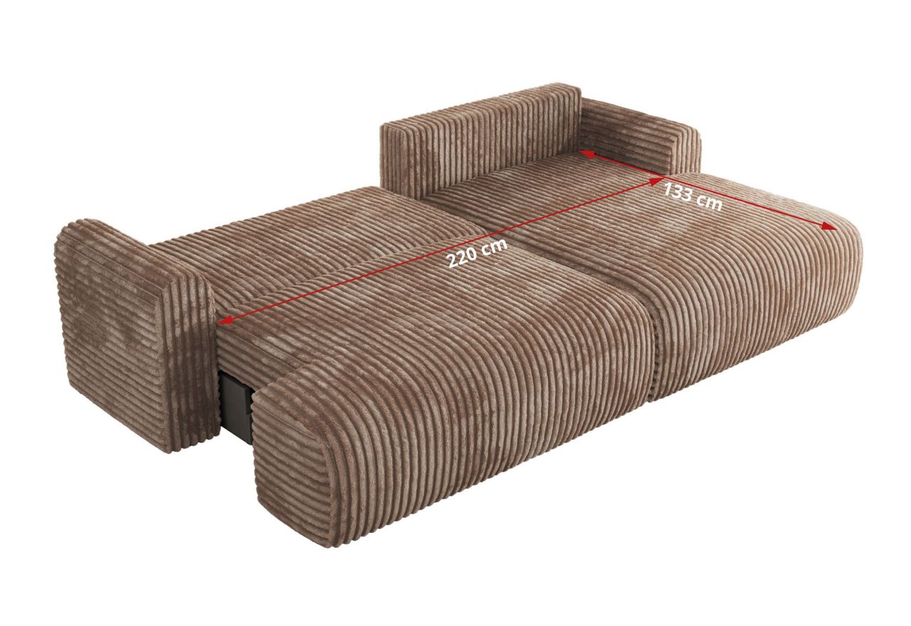 Narożnik TONO L - strona prawa - brązowy, sztruks