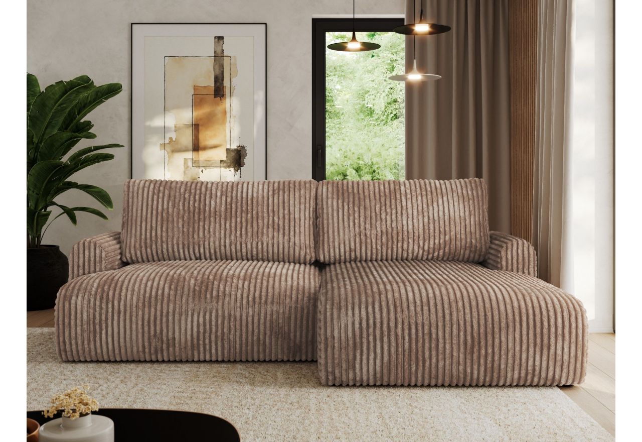 Narożnik TONO L - strona prawa - brązowy, sztruks