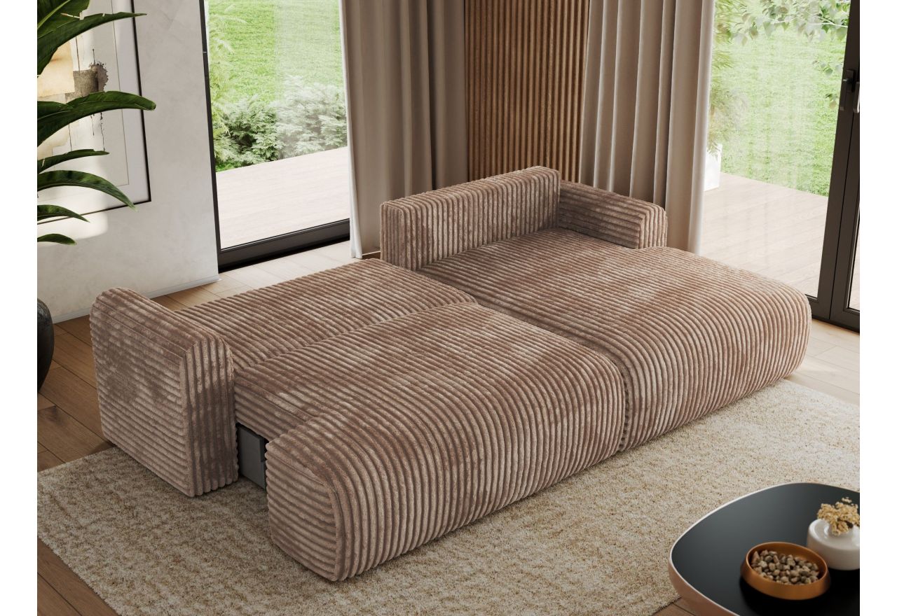 Narożnik TONO L - strona prawa - brązowy, sztruks