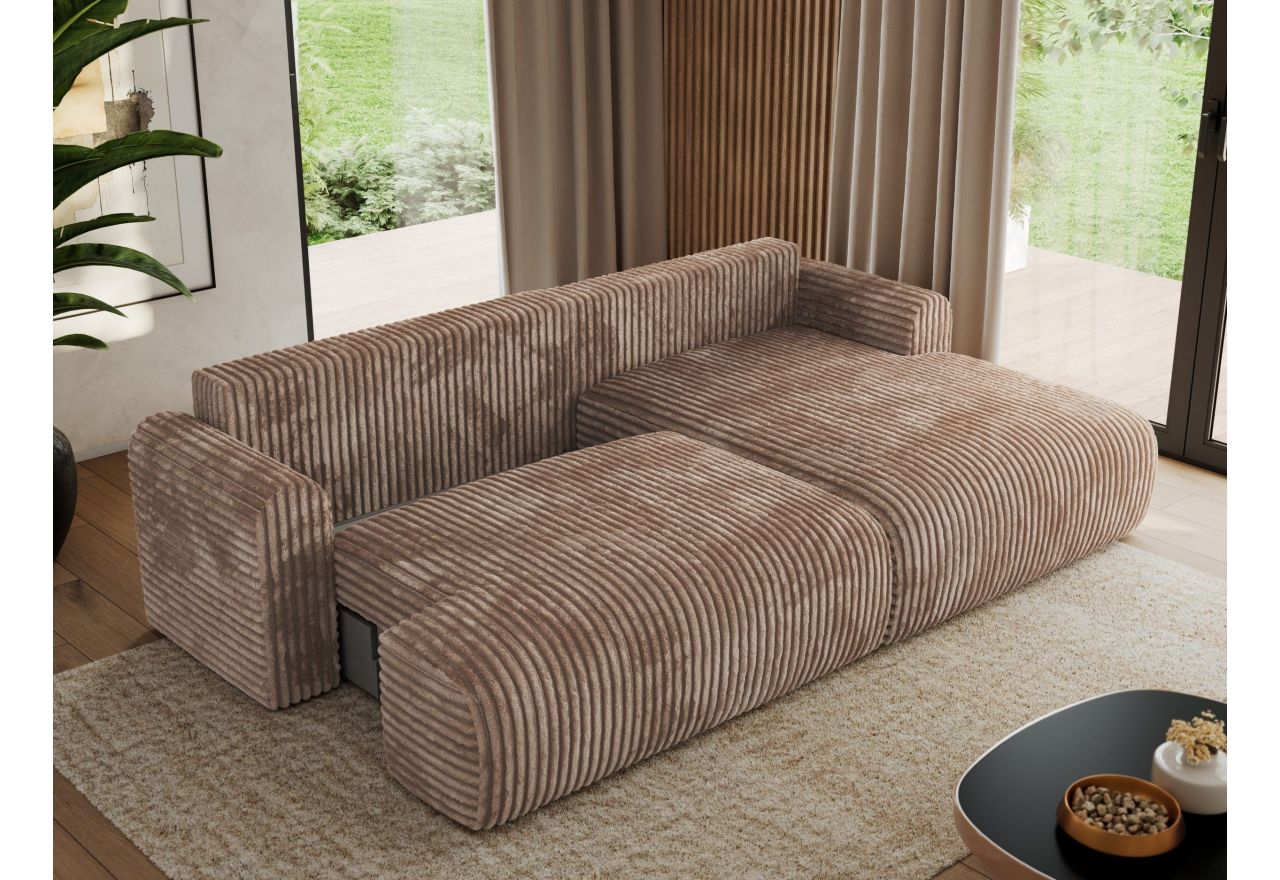 Narożnik TONO L - strona prawa - brązowy, sztruks