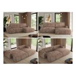 Narożnik TONO L - strona prawa - brązowy, sztruks