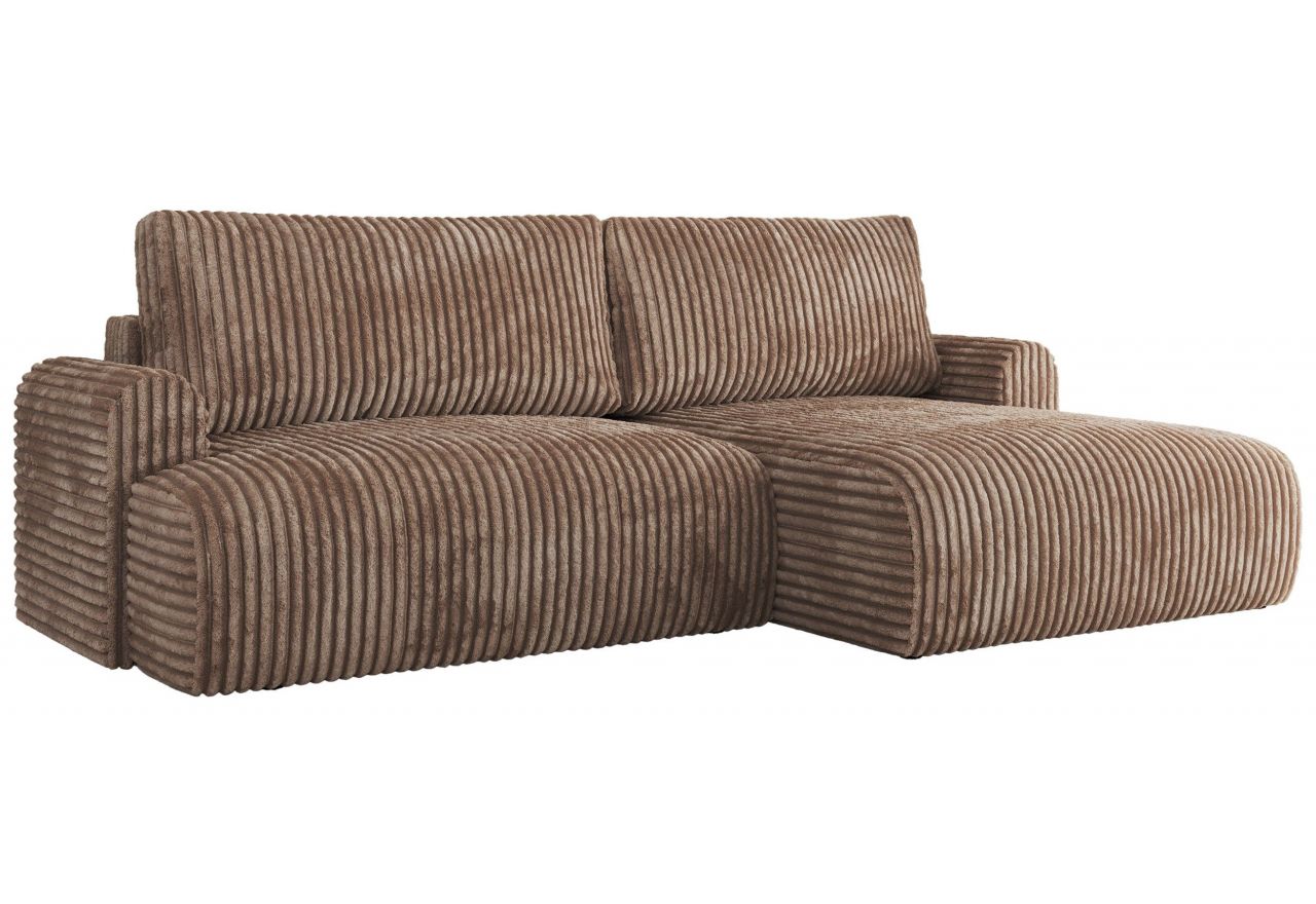 Narożnik TONO L - strona prawa - brązowy, sztruks