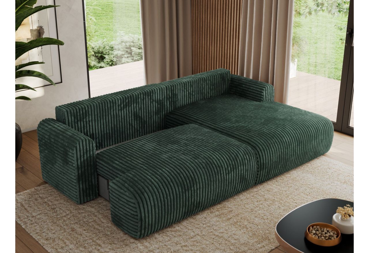 Narożnik TONO L - strona prawa - zielony, sztruks