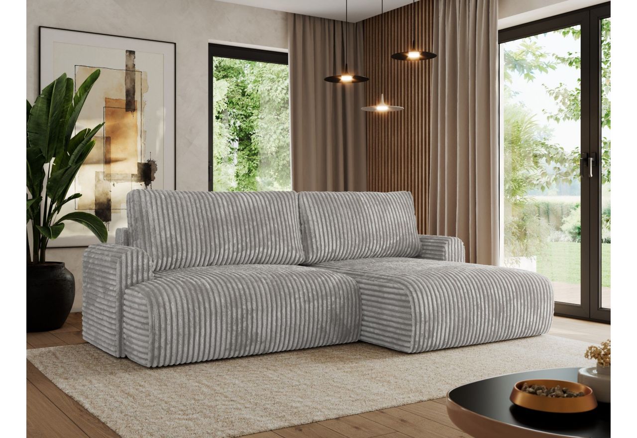 Narożnik TONO L - strona prawa - jasnoszary, sztruks