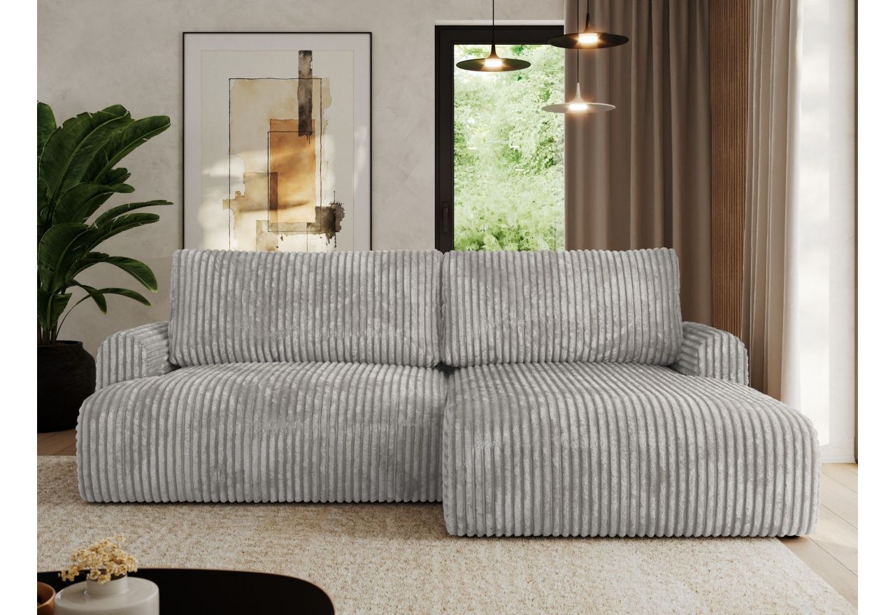 Narożnik TONO L - strona prawa - jasnoszary, sztruks