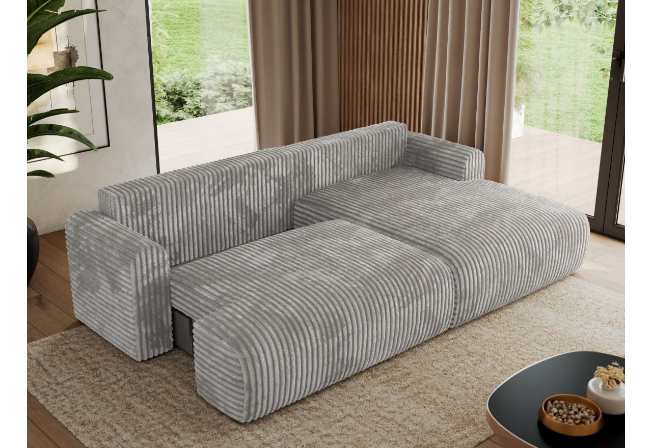 Narożnik TONO L - strona prawa - jasnoszary, sztruks