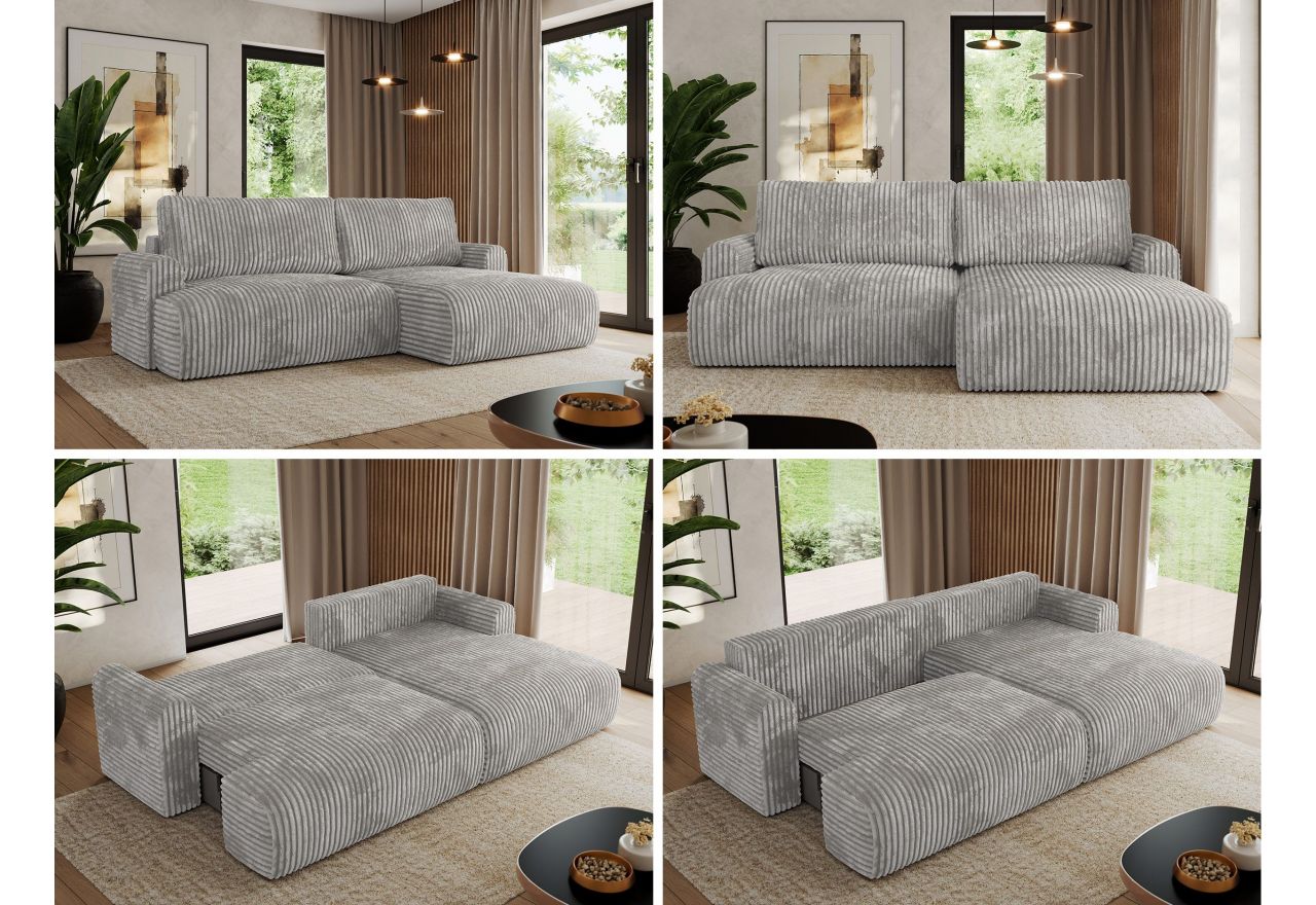 Narożnik TONO L - strona prawa - jasnoszary, sztruks