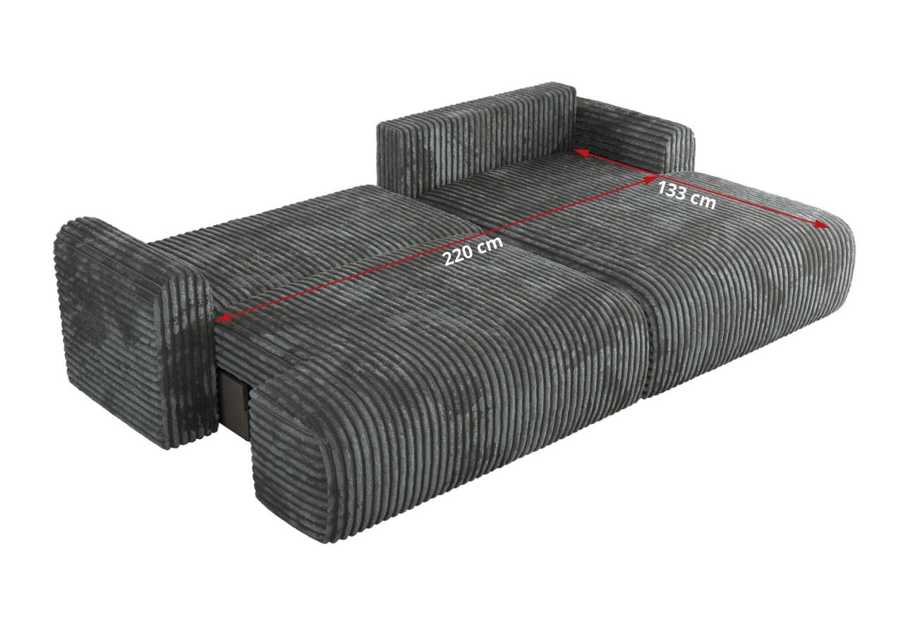 Narożnik TONO L - strona prawa - szary, sztruks