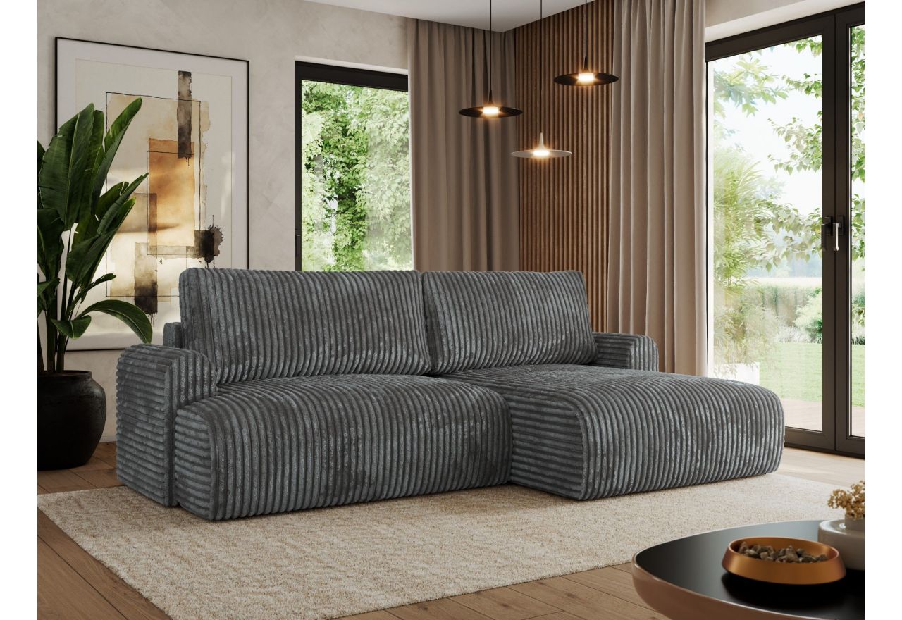 Narożnik TONO L - strona prawa - szary, sztruks