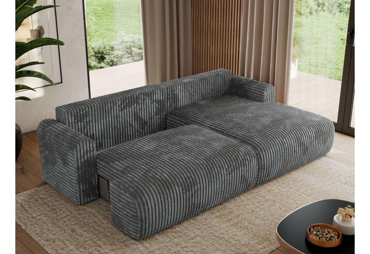 Narożnik TONO L - strona prawa - szary, sztruks