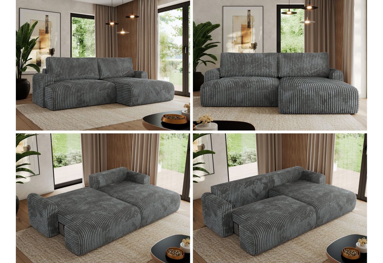 Narożnik TONO L - strona prawa - szary, sztruks