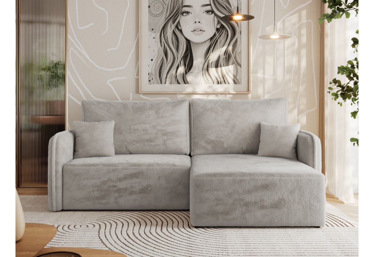 Narożnik MESTO L - strona prawa - jasnoszary, plusz