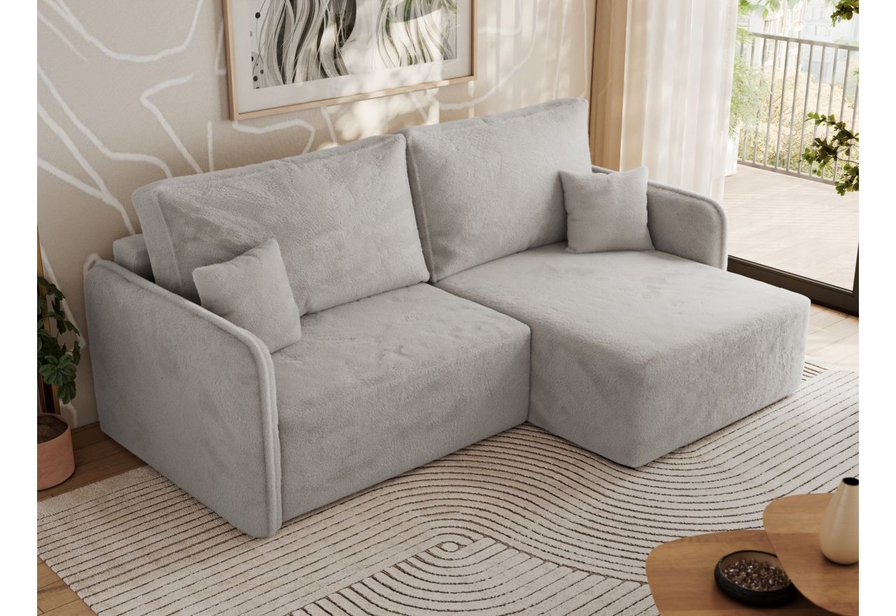 Narożnik MESTO L - strona prawa - jasnoszary, plusz