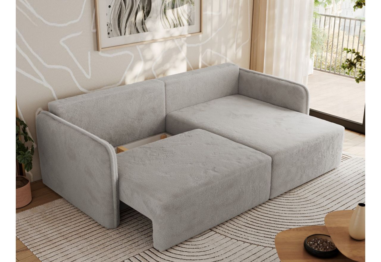 Narożnik MESTO L - strona prawa - jasnoszary, plusz