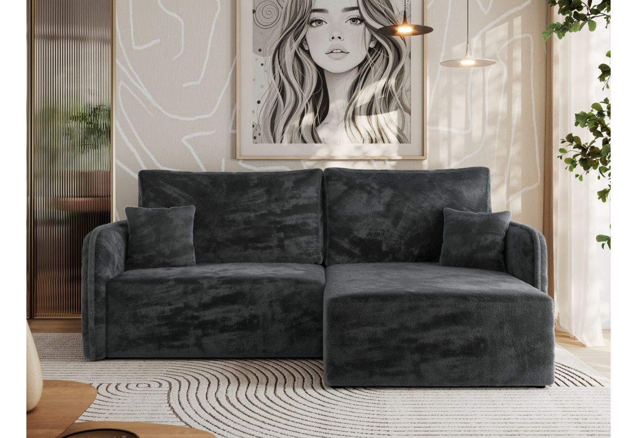 Narożnik MESTO L - strona prawa - ciemnoszary, plusz