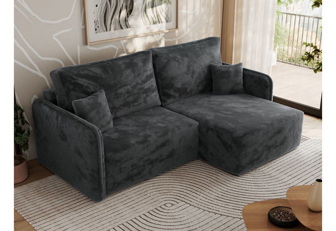 Narożnik MESTO L - strona prawa - ciemnoszary, plusz