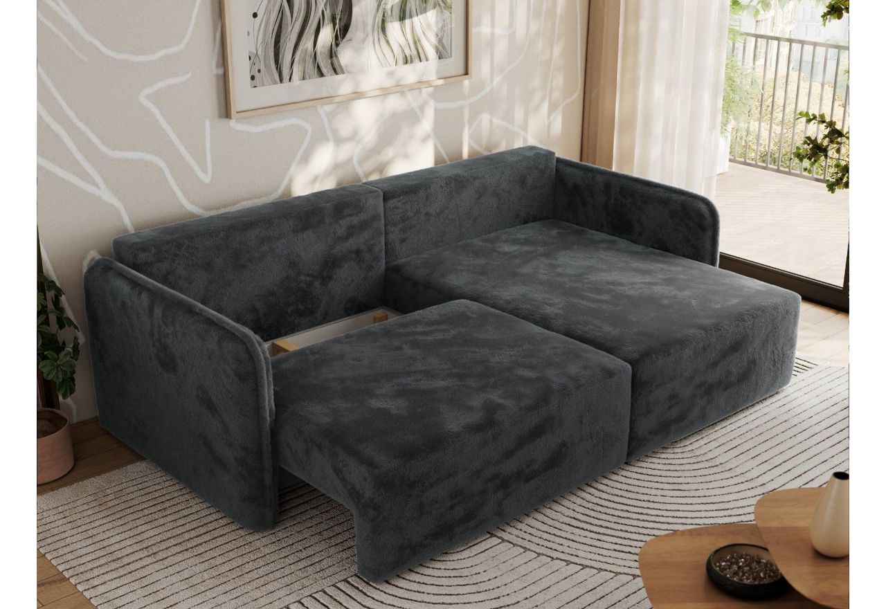 Narożnik MESTO L - strona prawa - ciemnoszary, plusz