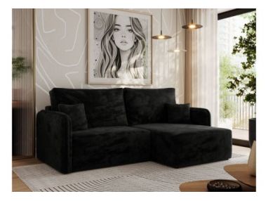 Narożnik MESTO L - strona prawa - czarny, plusz