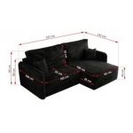 Narożnik MESTO L - strona prawa - czarny, plusz