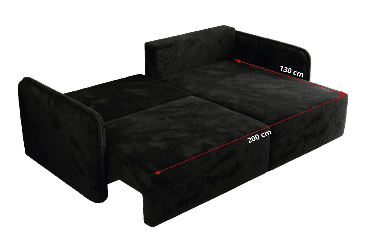 Narożnik MESTO L - strona prawa - czarny, plusz