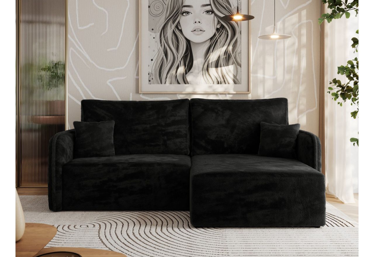 Narożnik MESTO L - strona prawa - czarny, plusz