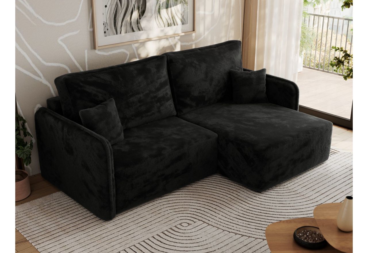 Narożnik MESTO L - strona prawa - czarny, plusz