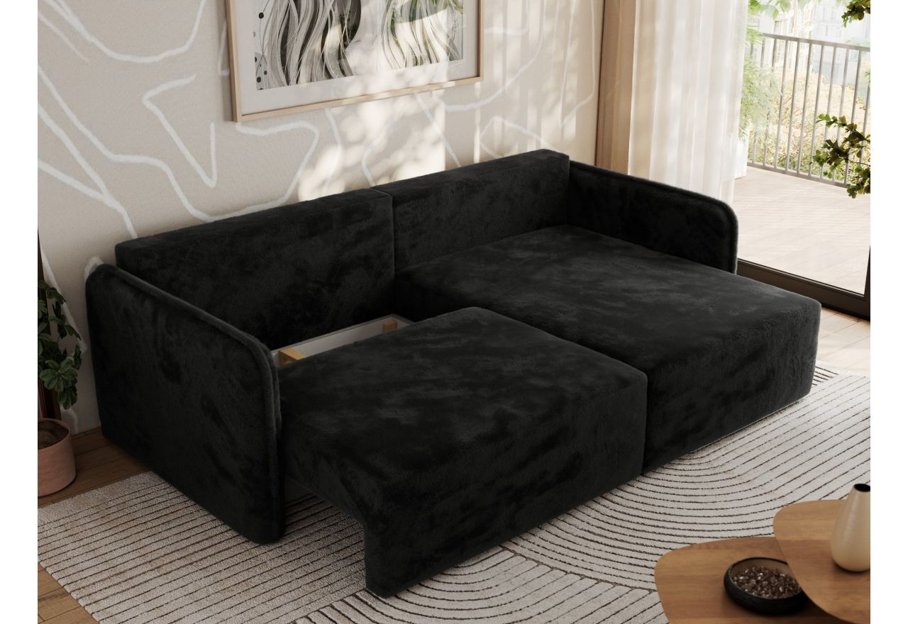 Narożnik MESTO L - strona prawa - czarny, plusz