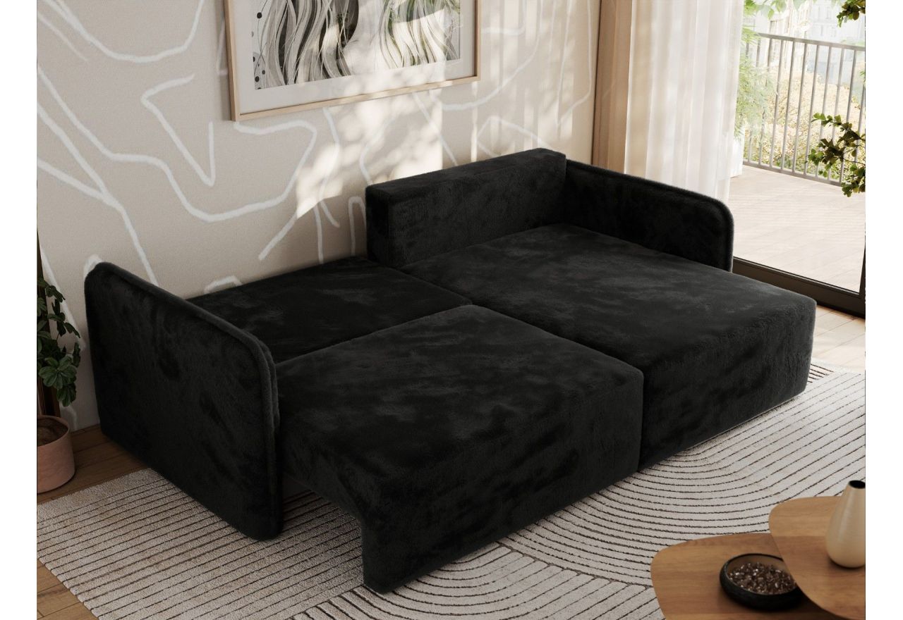 Narożnik MESTO L - strona prawa - czarny, plusz